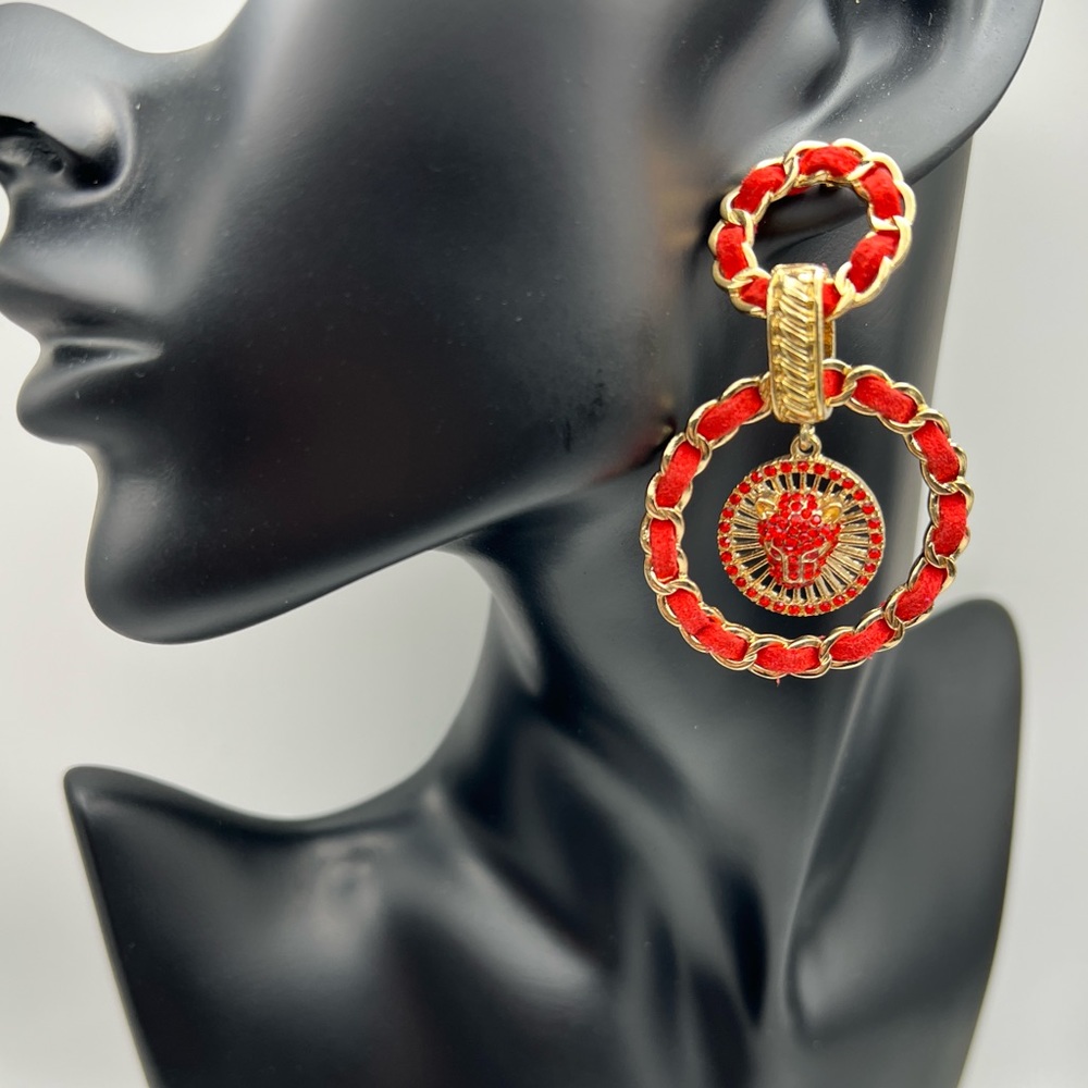 nOir Jewelry - Red Panther Hoop Earrings